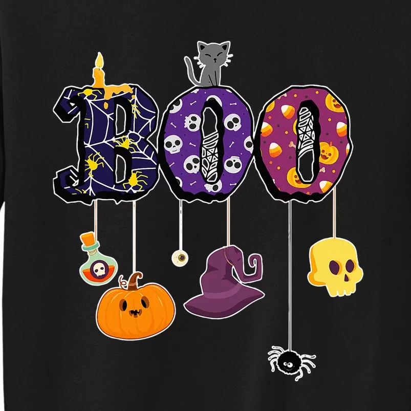 Boo Halloween Costume Spiders Ghosts Pumkin & Witch Hat Sweatshirt