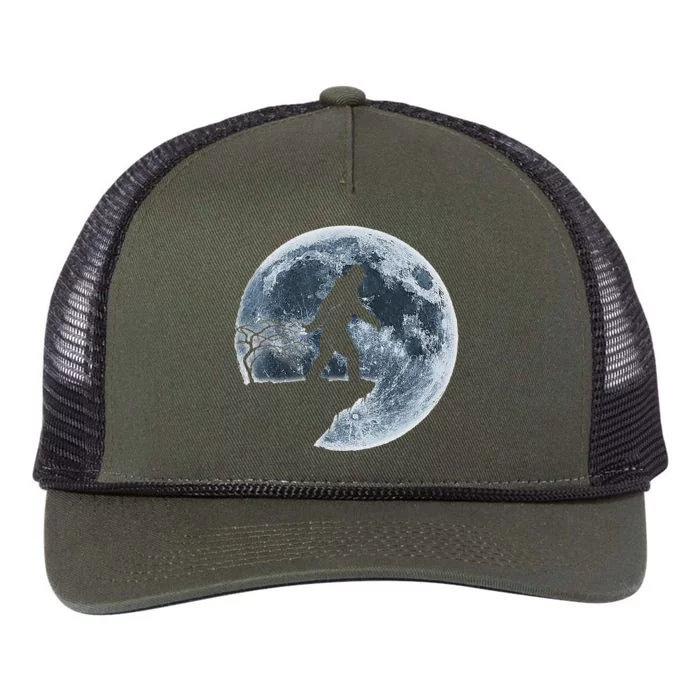 Bigfoot Halloween Costume Moon Silhouette Retro Rope Trucker Hat Cap