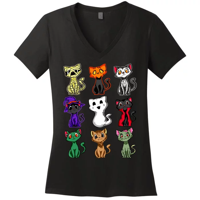 Boo Halloween Cat Cute Black Cat Costume For Girls Women's V-Neck T-Shirt