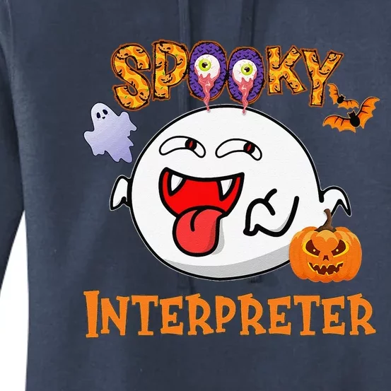 Boo Halloween Costume Spooky Interpreter Women's Pullover Hoodie