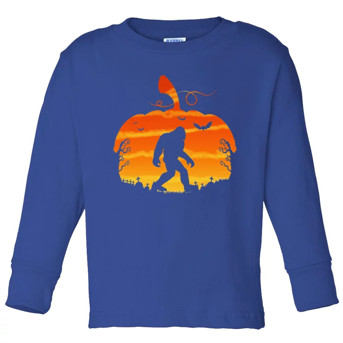 Bigfoot Halloween Costume Pumpkin Aussie Toddler Long Sleeve Shirt