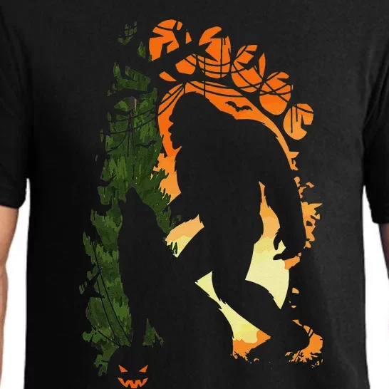 Bigfoot Halloween Costume Sasquatch Silhouette Wolf Howling Pajama Set