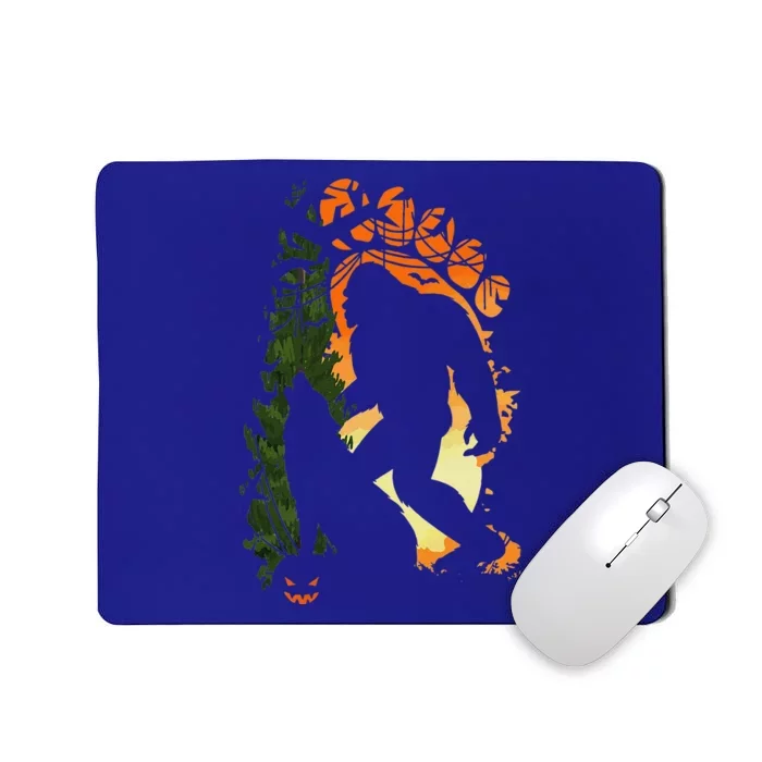 Bigfoot Halloween Costume Sasquatch Silhouette Wolf Howling Mousepad