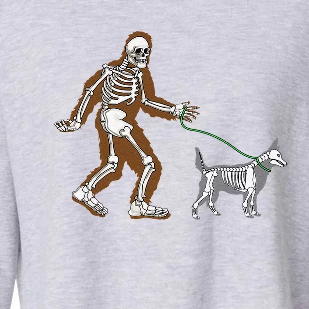 Bigfoot Halloween Costume Sasquatch Skeleton Heeler Dog Cropped Pullover Crew