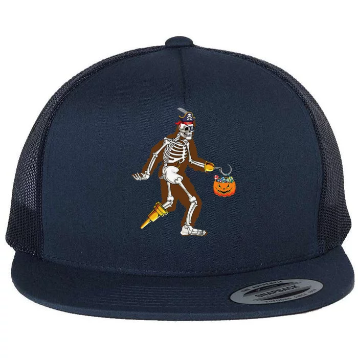 Bigfoot Halloween Costume Sasquatch Skeleton Pirate Yeti Gift Flat Bill Trucker Hat