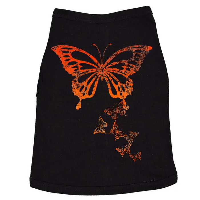 Butterfly Halloween Costume Glowing Pumpkin Color Distressed Doggie Tank