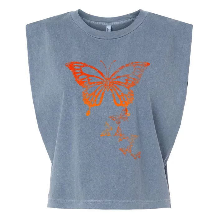 Butterfly Halloween Costume Glowing Pumpkin Color Distressed Garment-Dyed Women's Muscle Tee