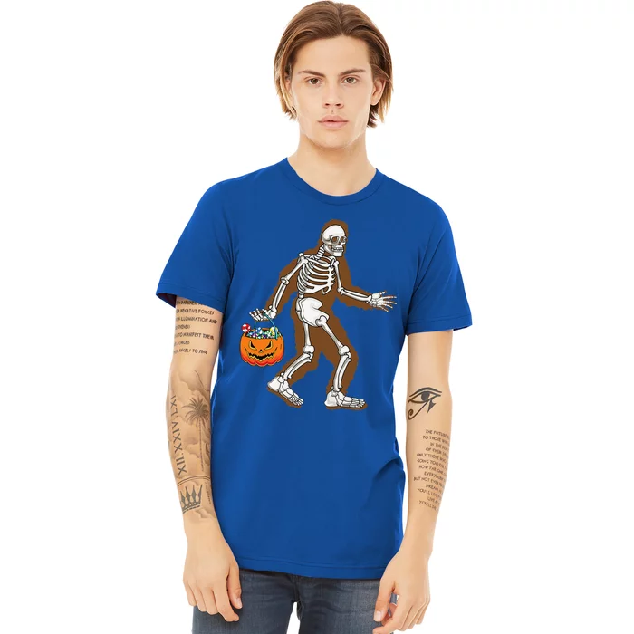 Bigfoot Halloween Costume Sasquatch Skeleton Spooky Yeti Day Premium T-Shirt