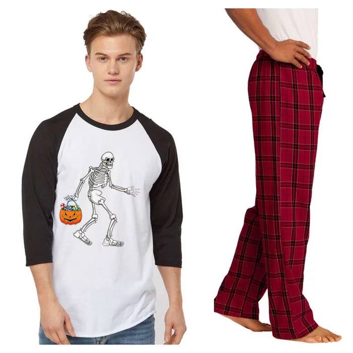 Bigfoot Halloween Costume Sasquatch Skeleton Spooky Yeti Love Raglan Sleeve Pajama Set