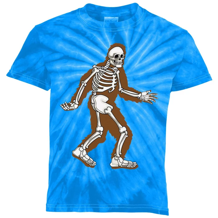 Bigfoot Halloween Costume Sasquatch Skeleton Spooky Yeti Kids Tie-Dye T-Shirt