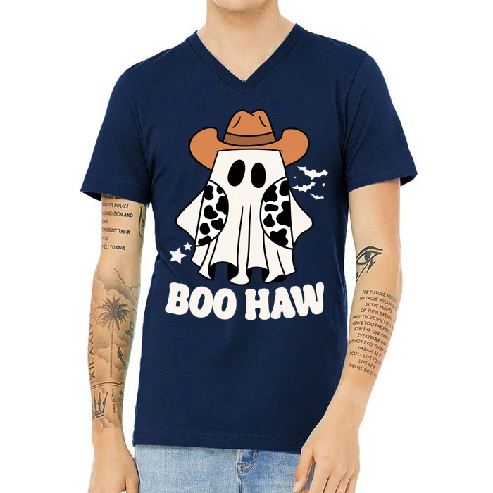 Boo Haw Country Ghost Funny Halloween V-Neck T-Shirt