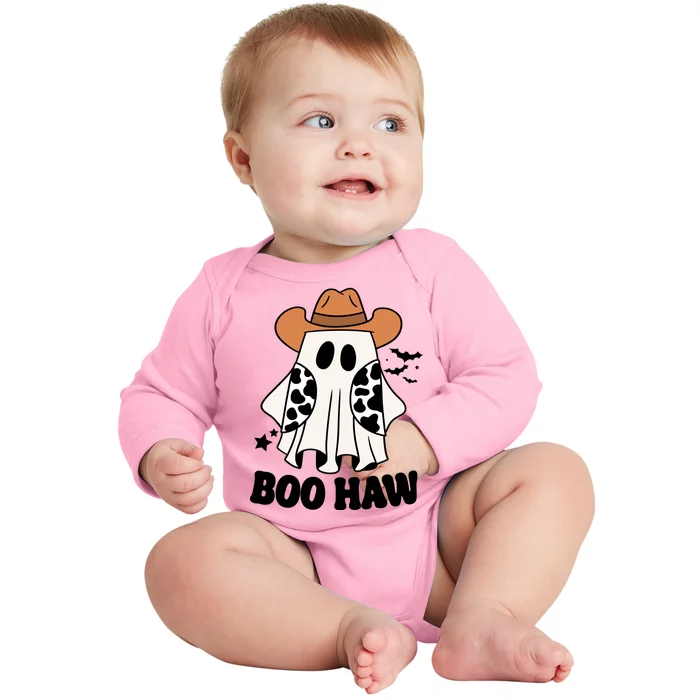 Boo Haw Country Ghost Funny Halloween Baby Long Sleeve Bodysuit