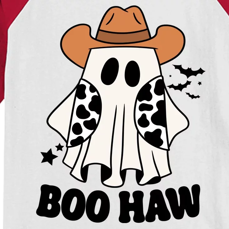 Boo Haw Country Ghost Funny Halloween Kids Colorblock Raglan Jersey