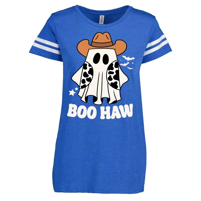 Boo Haw Country Ghost Funny Halloween Enza Ladies Jersey Football T-Shirt