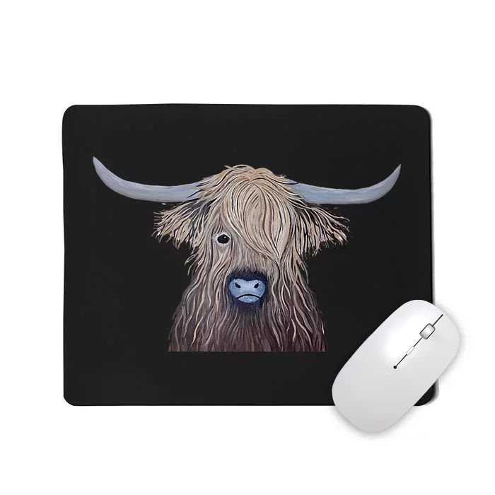 Bull Highland Cow Painting Charming Art Mousepad