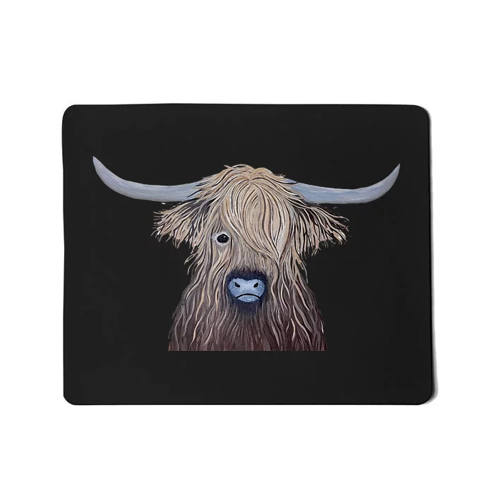 Bull Highland Cow Painting Charming Art Mousepad