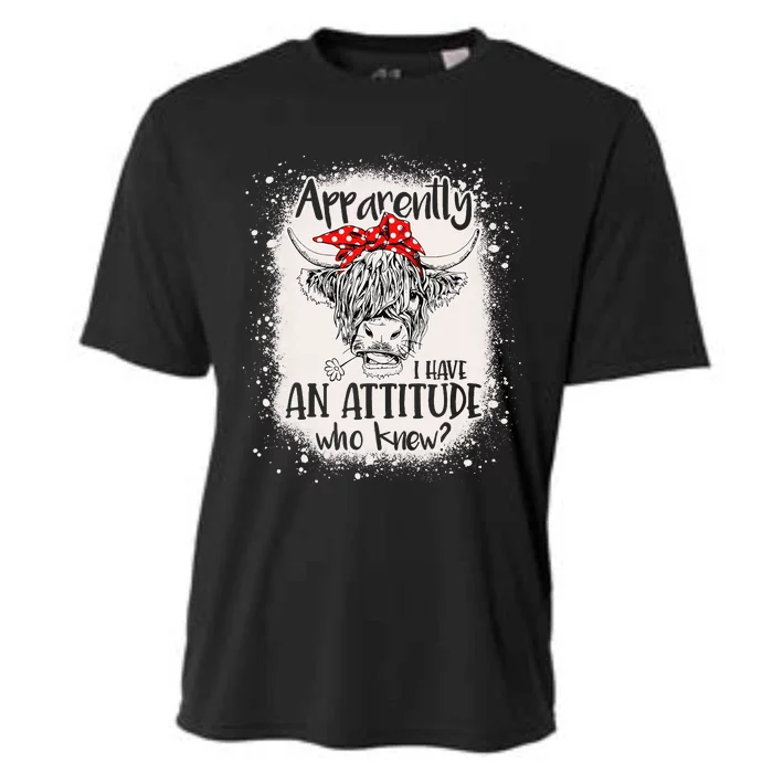 Bleached Highland Cow Apparantly I Have An Attitude Who Knew Cooling Performance Crew T-Shirt