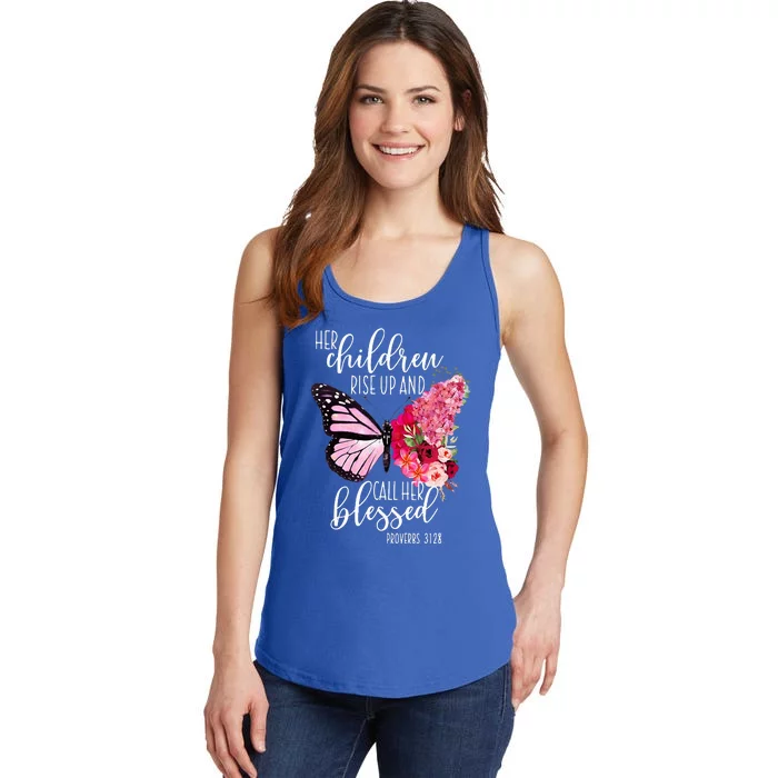 Butterfly Her Children Rise Up And Call Her Blessed Ladies Essential Tank