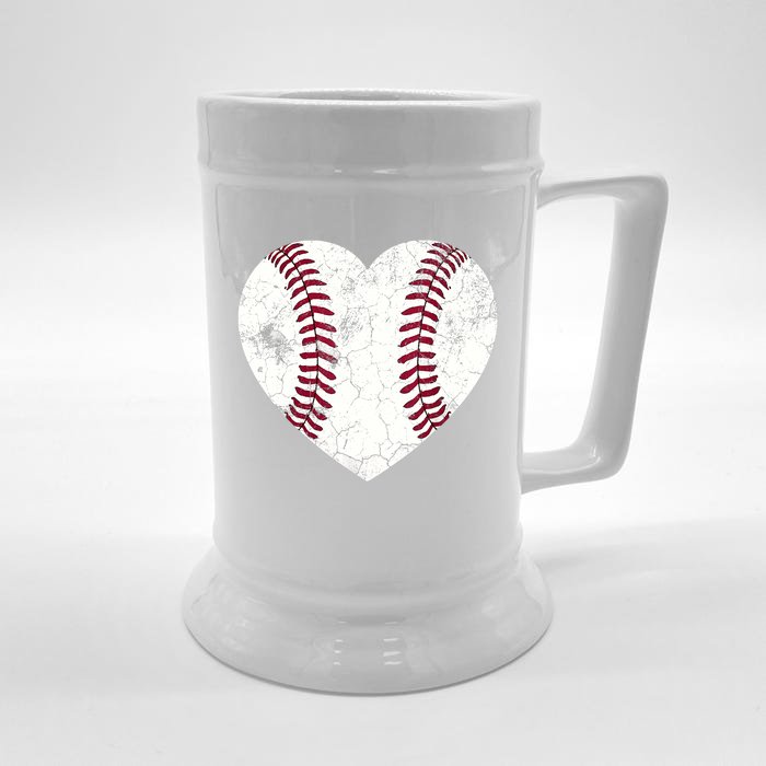 Baseball Heart Cute Mom Dad Brother Sister Family Baseball Front & Back Beer Stein