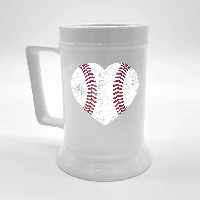 Baseball Heart Cute Mom Dad Brother Sister Family Baseball Front & Back Beer Stein