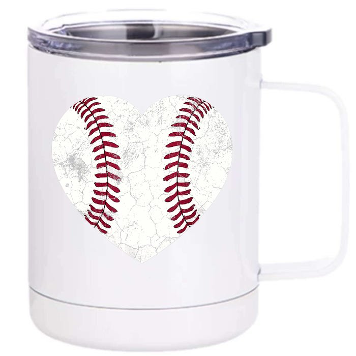 Baseball Heart Cute Mom Dad Brother Sister Family Baseball Front & Back 12oz Stainless Steel Tumbler Cup