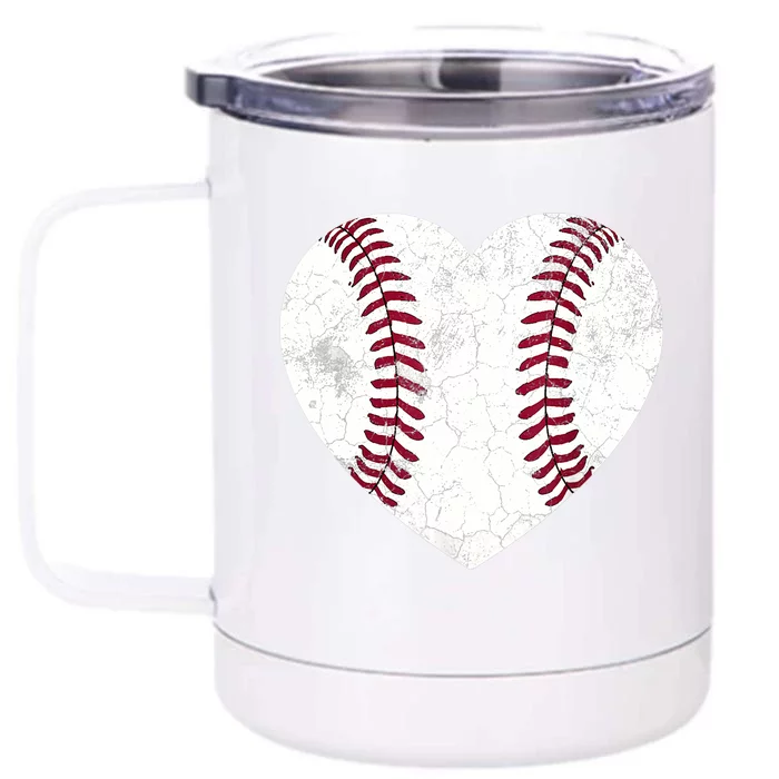 Baseball Heart Cute Mom Dad Brother Sister Family Baseball Front & Back 12oz Stainless Steel Tumbler Cup