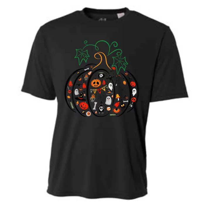 Boo Halloween Costume Spiders, Ghosts, Pumkin & Witch Hat Cooling Performance Crew T-Shirt