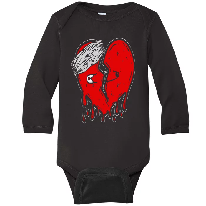 Broken Heart Cute Heartbroken Love Baby Long Sleeve Bodysuit