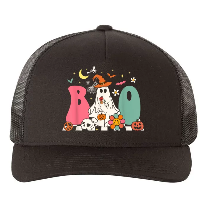 Boo Halloween Costume Spiders Ghosts Pumkin & Witch Hat Yupoong Adult 5-Panel Trucker Hat