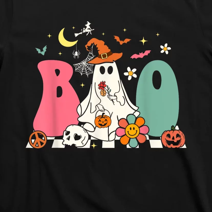 Boo Halloween Costume Spiders Ghosts Pumkin & Witch Hat T-Shirt