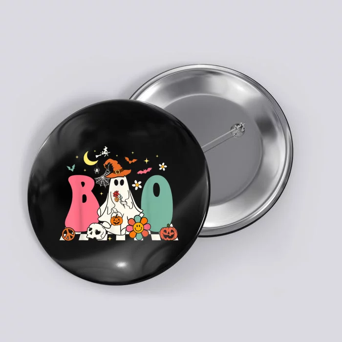 Boo Halloween Costume Spiders Ghosts Pumkin & Witch Hat Button