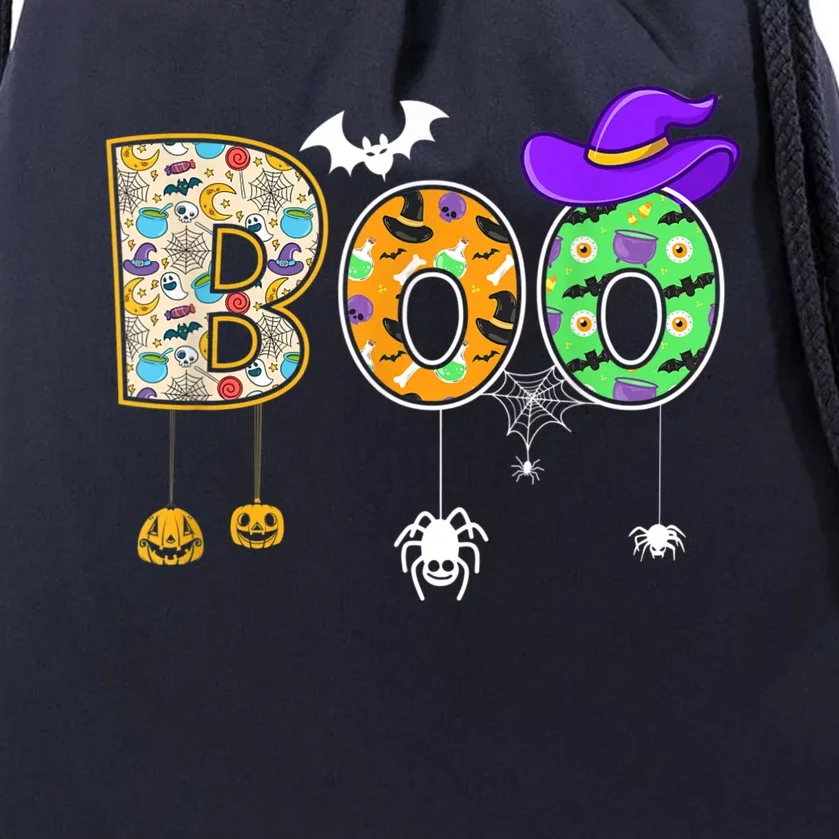 Boo Halloween Costume Spiders Ghosts Pumpkin & Witch Hat Drawstring Bag