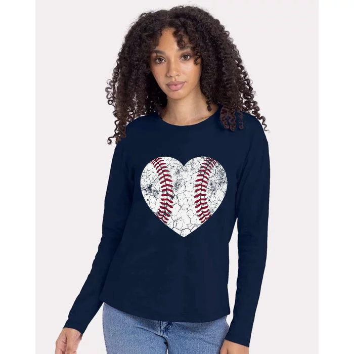 Baseball Heart Cute Mom Dad Softball Gift Womens Cotton Relaxed Long Sleeve T-Shirt