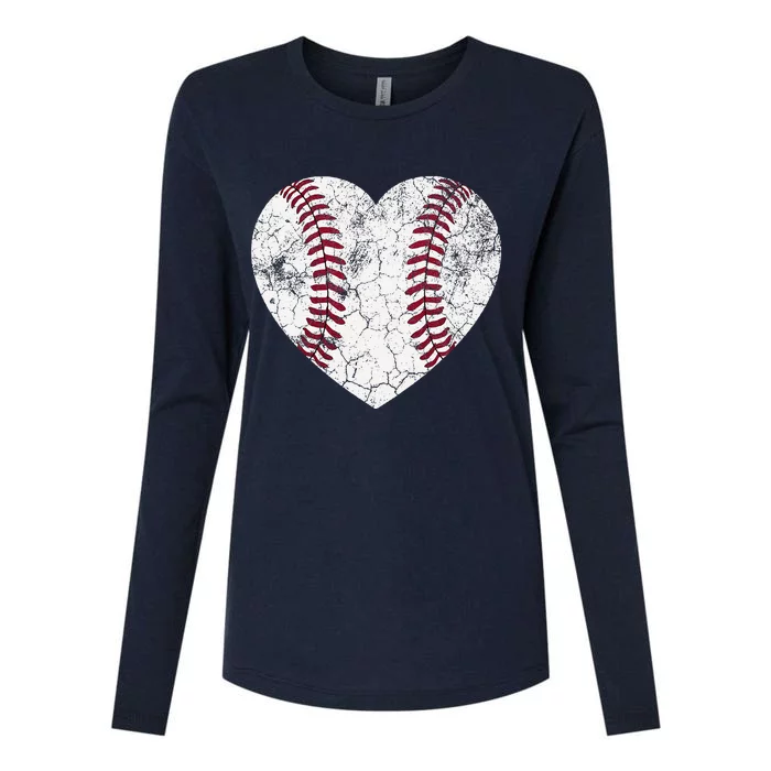 Baseball Heart Cute Mom Dad Softball Gift Womens Cotton Relaxed Long Sleeve T-Shirt