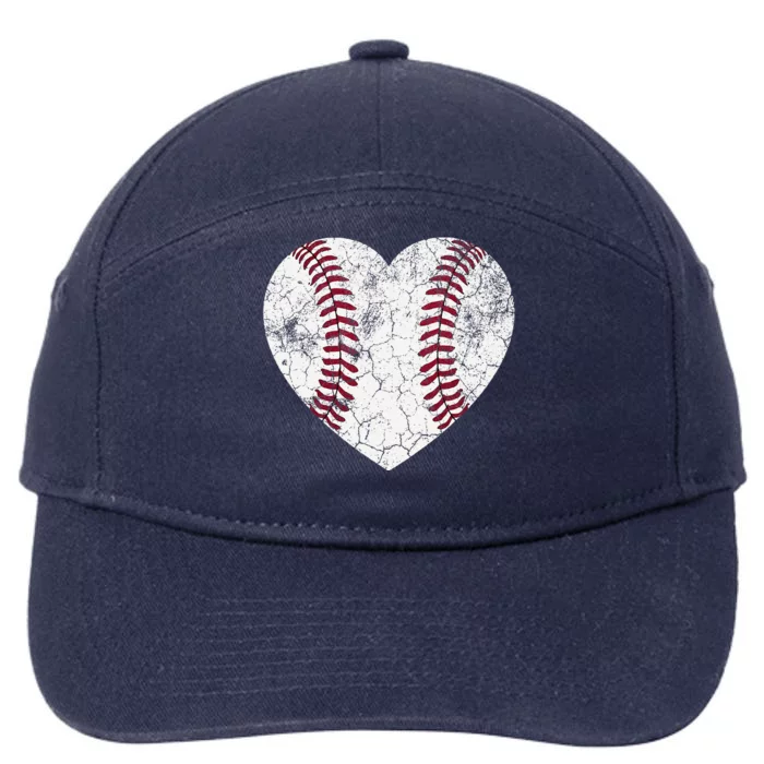 Baseball Heart Cute Mom Dad Softball Gift 7-Panel Snapback Hat