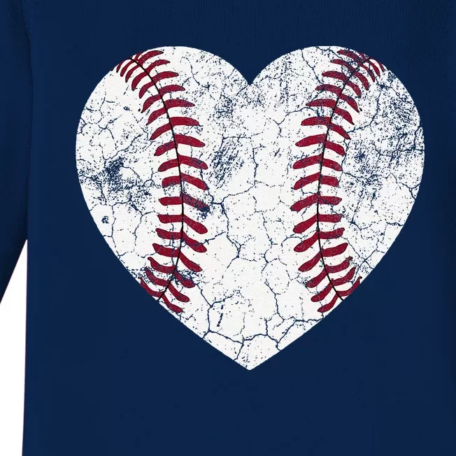 Baseball Heart Cute Mom Dad Softball Gift Baby Long Sleeve Bodysuit