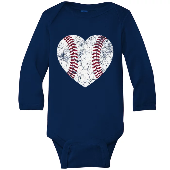 Baseball Heart Cute Mom Dad Softball Gift Baby Long Sleeve Bodysuit