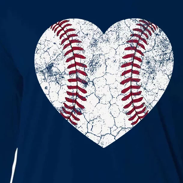 Baseball Heart Cute Mom Dad Softball Gift Cooling Performance Long Sleeve Crew