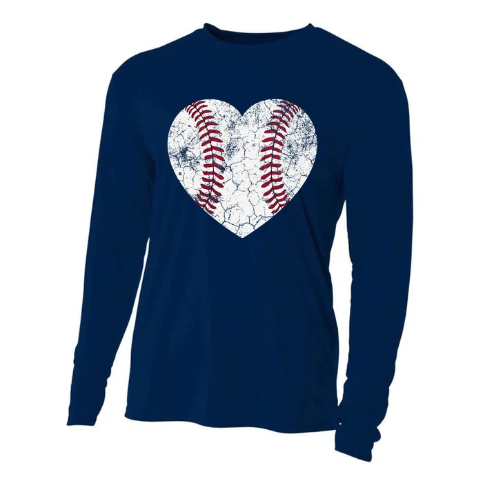 Baseball Heart Cute Mom Dad Softball Gift Cooling Performance Long Sleeve Crew