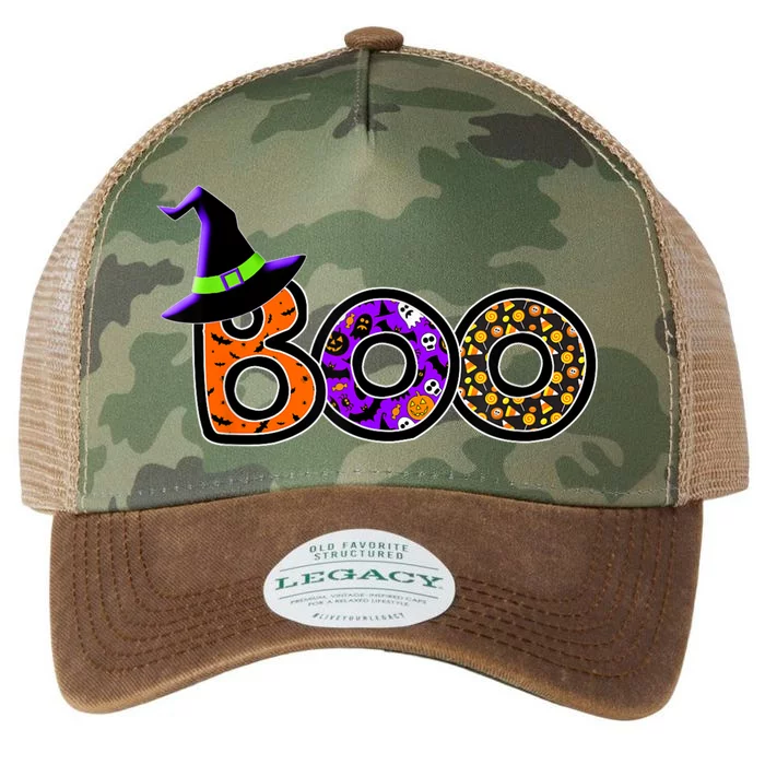 Boo Halloween Costume Spiders Ghosts Pumkin & Witch Hat Legacy Tie Dye Trucker Hat