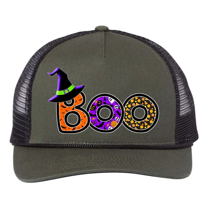 Boo Halloween Costume Spiders Ghosts Pumkin & Witch Hat Retro Rope Trucker Hat Cap