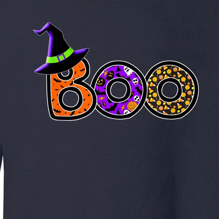 Boo Halloween Costume Spiders Ghosts Pumkin & Witch Hat Toddler Sweatshirt