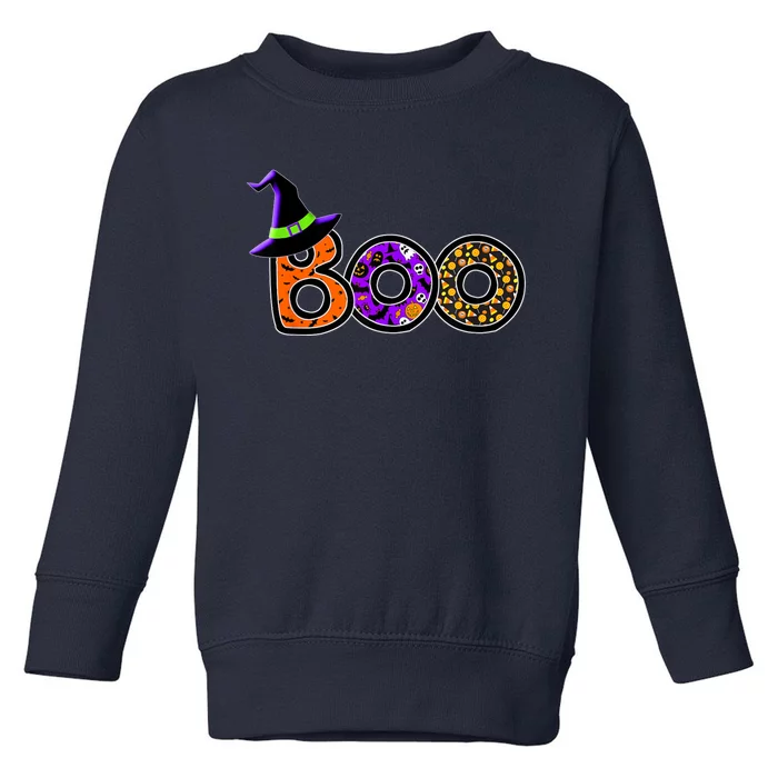 Boo Halloween Costume Spiders Ghosts Pumkin & Witch Hat Toddler Sweatshirt