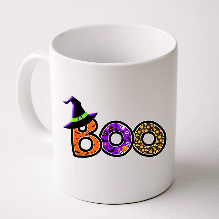 Boo Halloween Costume Spiders Ghosts Pumkin & Witch Hat Front & Back Coffee Mug