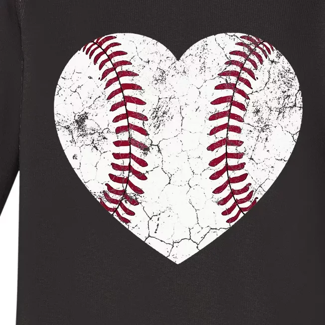 Baseball Heart Cute Mom Softball Gift mother's dsy Baby Long Sleeve Bodysuit