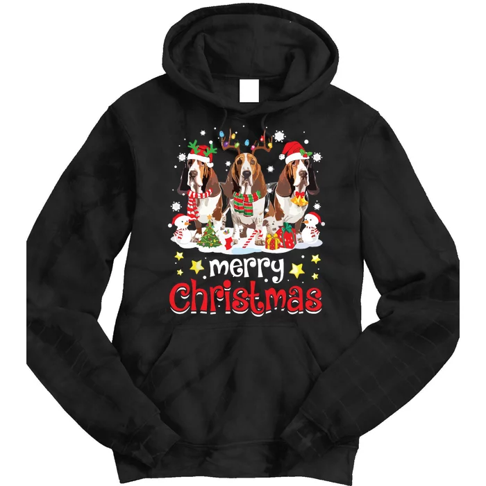 Basset Hound Christmas With Decorations Xmas Tie Dye Hoodie