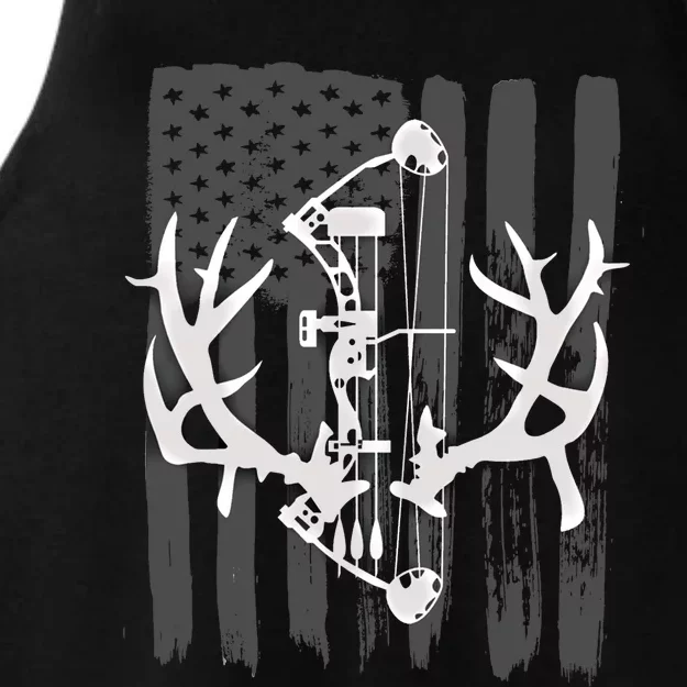 Bow Hunting Cool Gift: American Flag Archery Cool Gift For Hunters Ladies Tri-Blend Wicking Tank