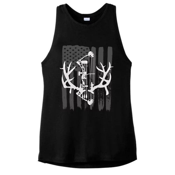 Bow Hunting Cool Gift: American Flag Archery Cool Gift For Hunters Ladies Tri-Blend Wicking Tank