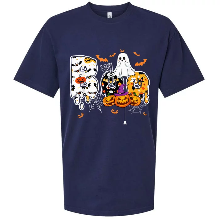 Boo Halloween Costume – Spiders Pumpkin Witch Hat Halloween Sueded Cloud Jersey T-Shirt