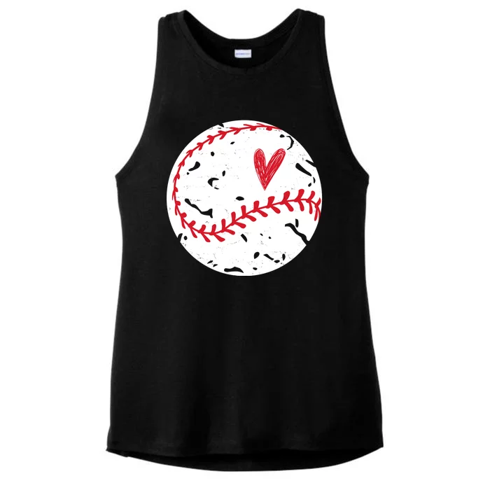 Baseball Heart Cute Vintage Sport Ladies Tri-Blend Wicking Tank